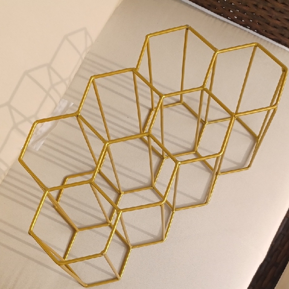Gold Hexagonal Wine Rack - Picture 2 of 6